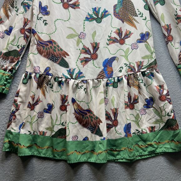 Boho Kelly Green Dress Womens Small Long Sleeve Indie Granola‎ Vintage Botanical - Picture 6 of 10